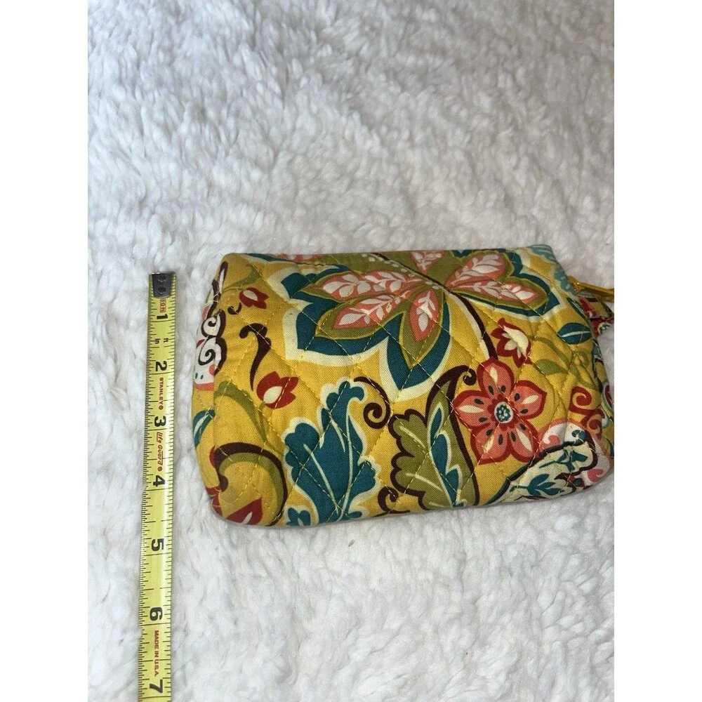 Vera Bradley Makeup Bag Yellow Floral Cosmetic Travel Case Zip Up